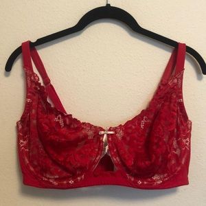 Sexy Cacique 38DDD red lace balconette bra